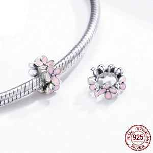 pink spacer silver flower pandora
