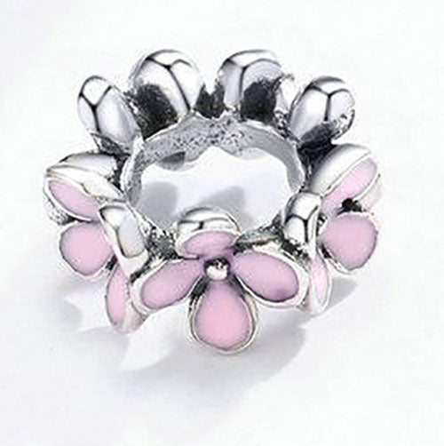 pink spacer silver flower pandora
