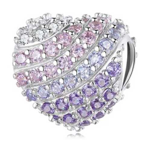 pink purple crystal heart charm