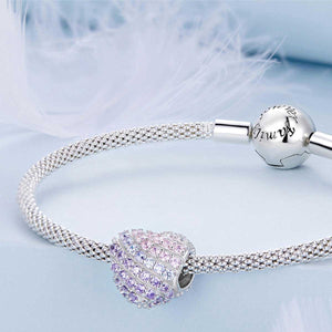 pink purple crystal heart charm frenelle