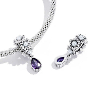 Silver Pearl and Purple Teardrop Crystal Charm