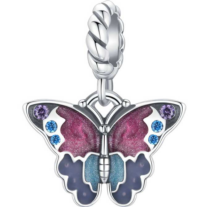 red butterfly bracelet charm silver pandora