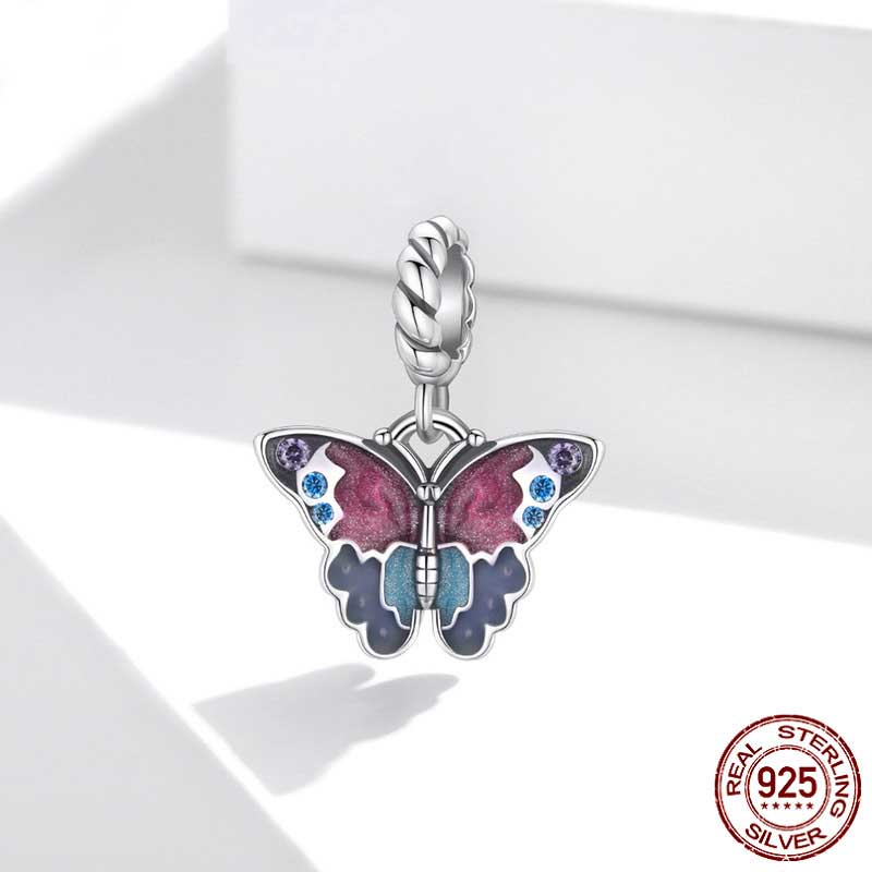 red butterfly bracelet charm silver pandora