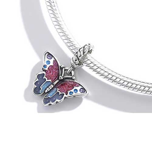 red butterfly bracelet charm silver pandora