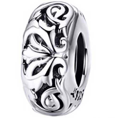 silver scroll spacer charm bead