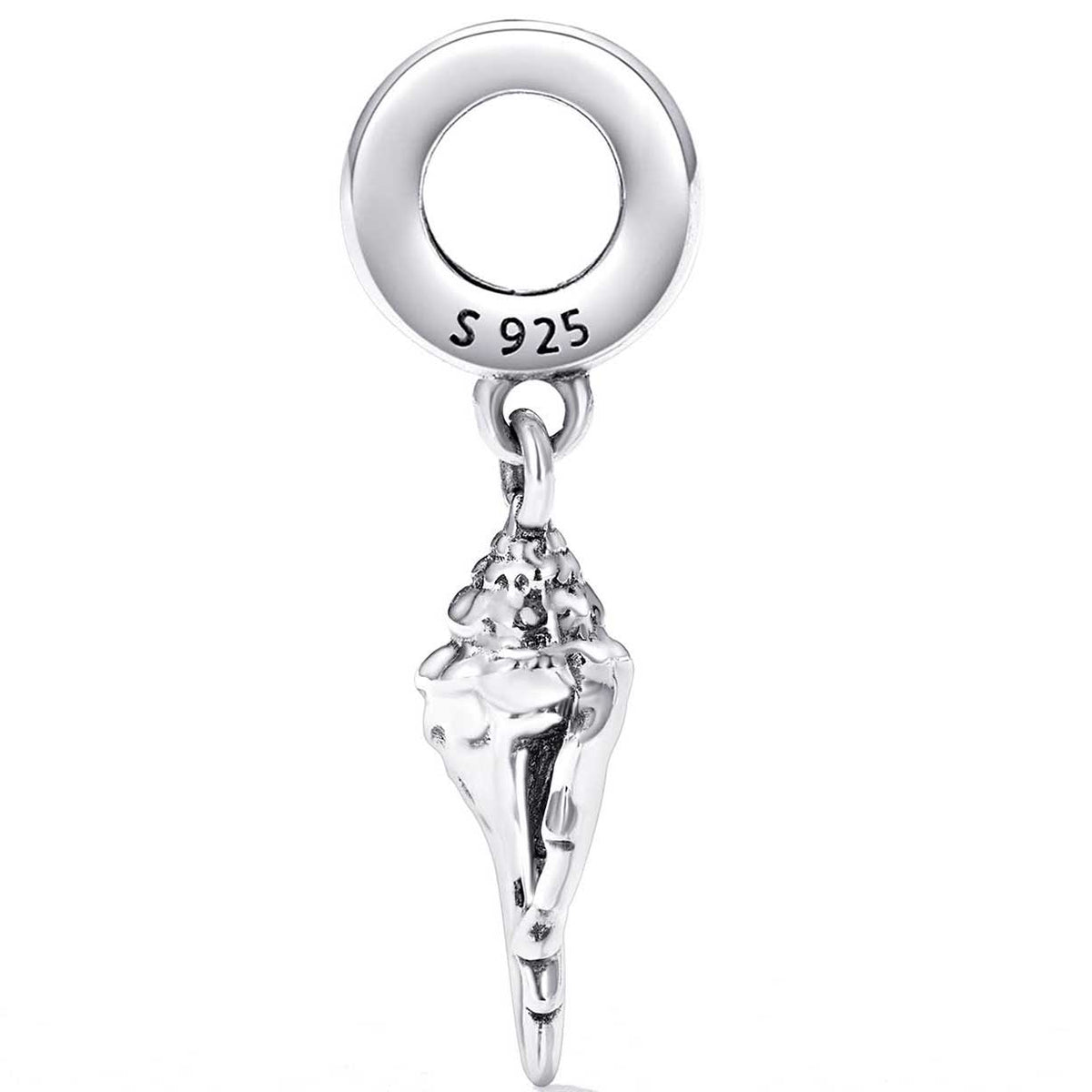 solid sterling silver seashell charm for bracelet