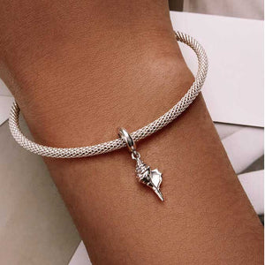solid sterling silver seashell charm for bracelet