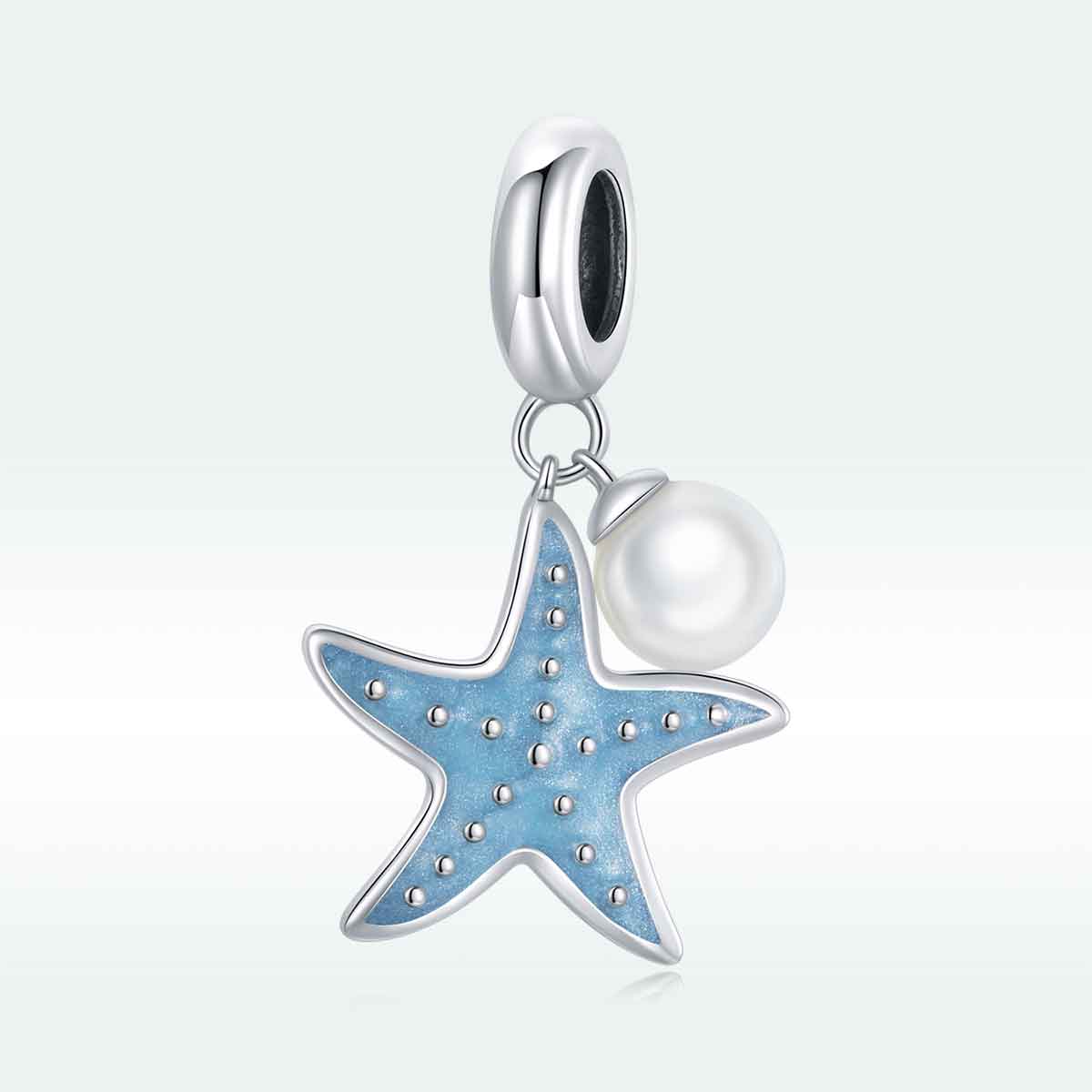 starfish pearl silver charm bead