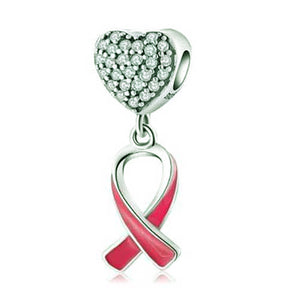 red ribbon crystal heart cancer