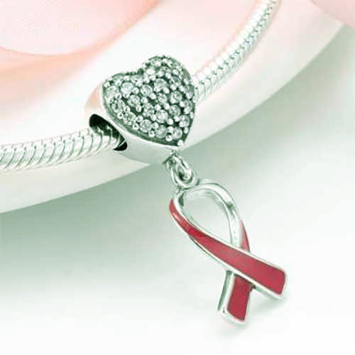 red ribbon crystal heart cancer