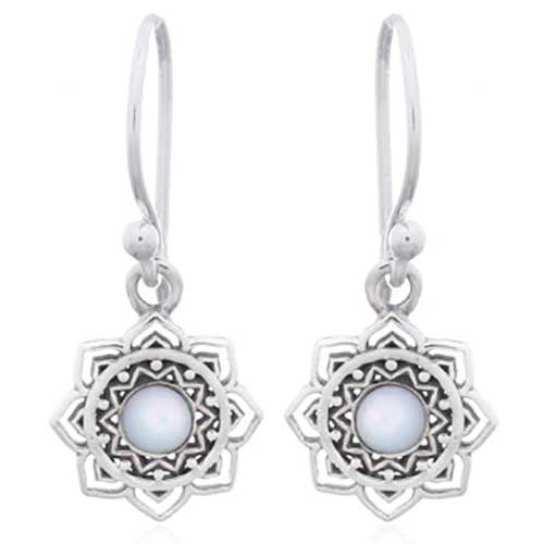 sterling silver sunburst drop earring