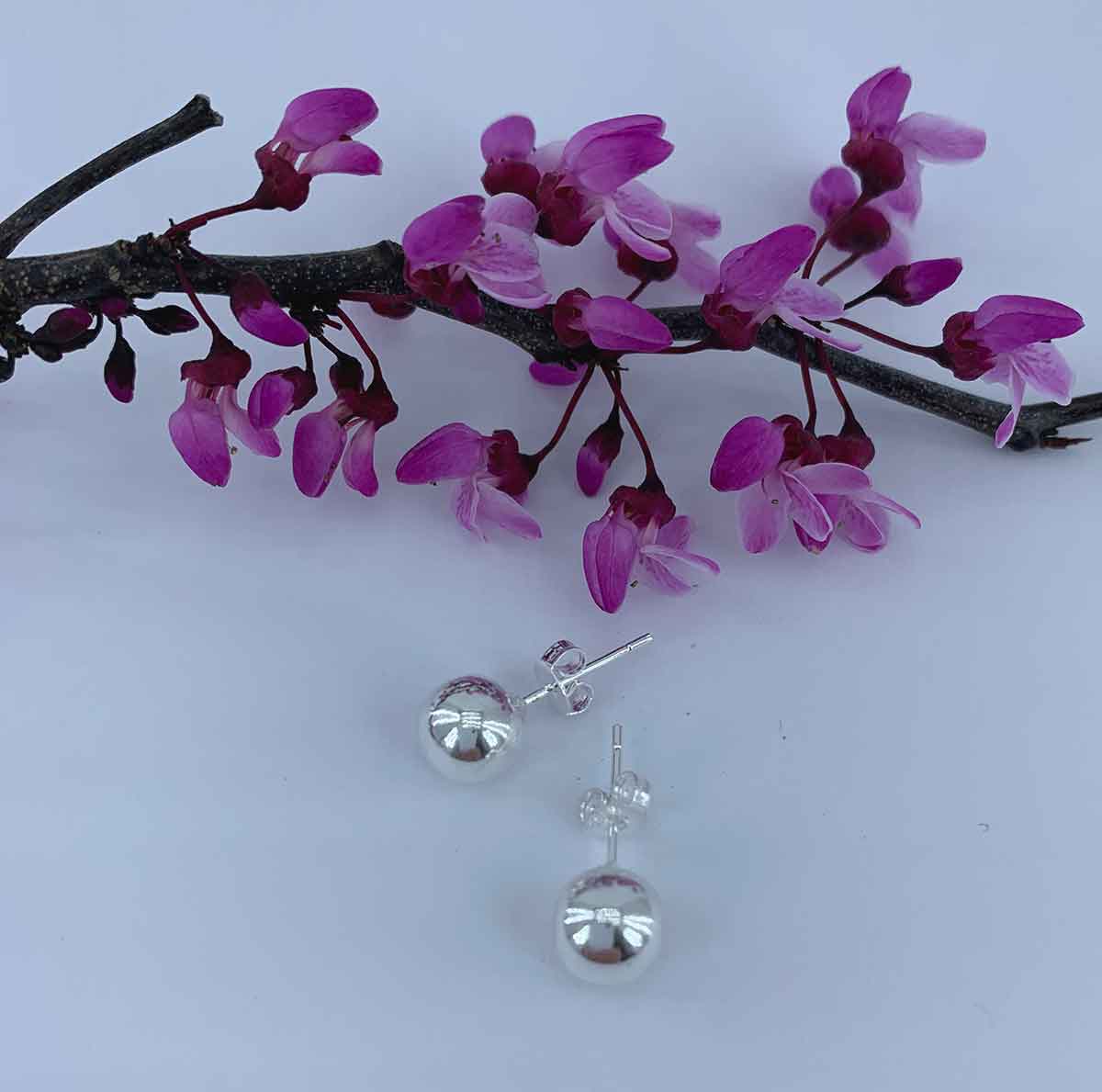 silver ball stud earrings for women