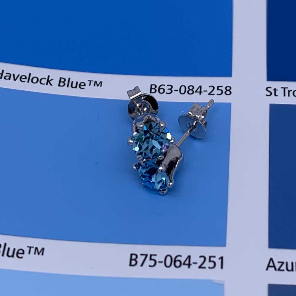 aqua crystal stud earrings for women