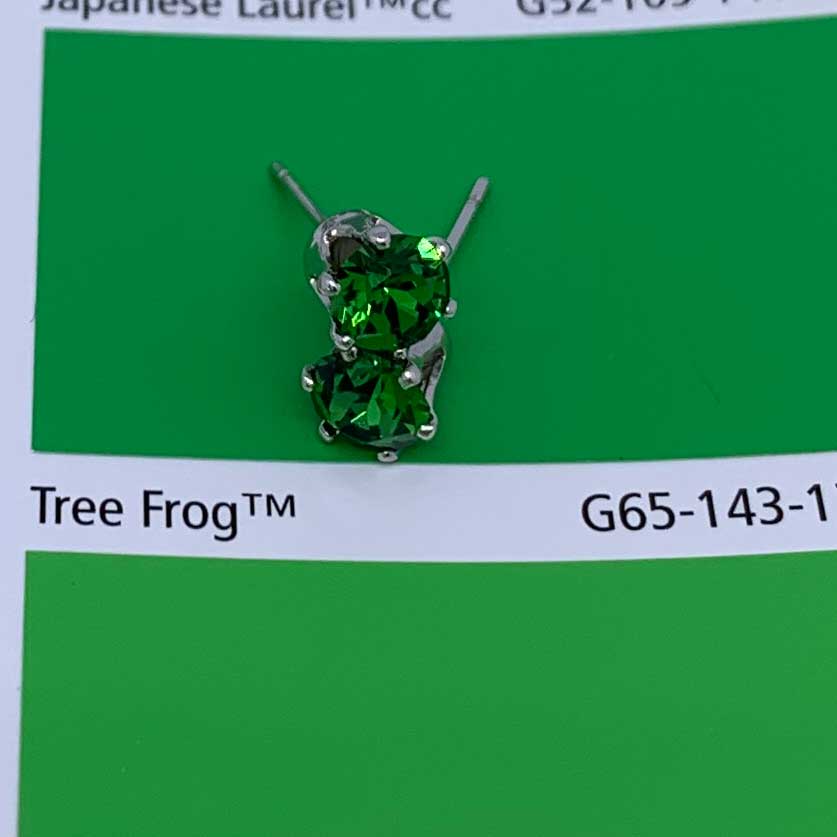 peridot green crystal stud earrings