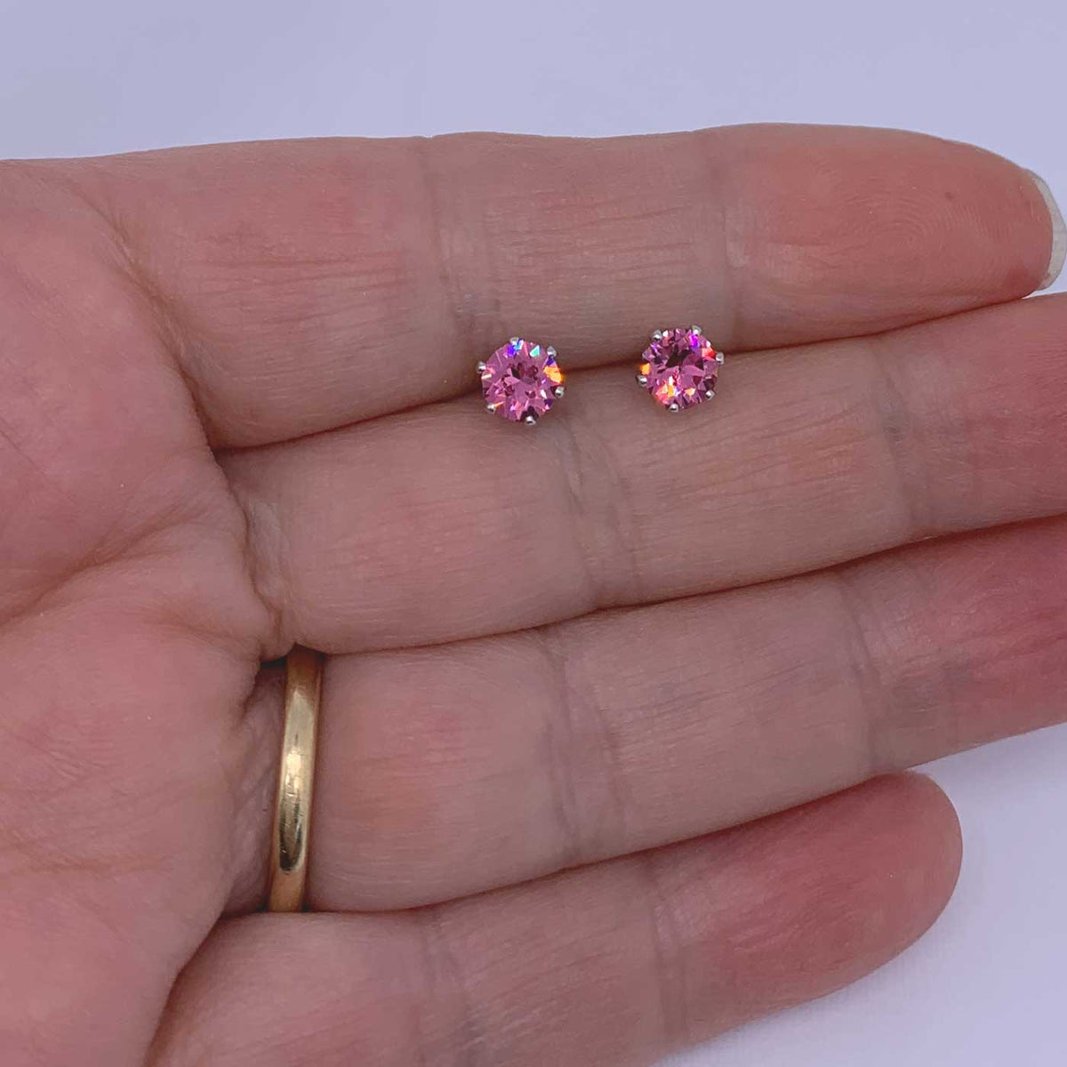pink crystal stud earring for women girls