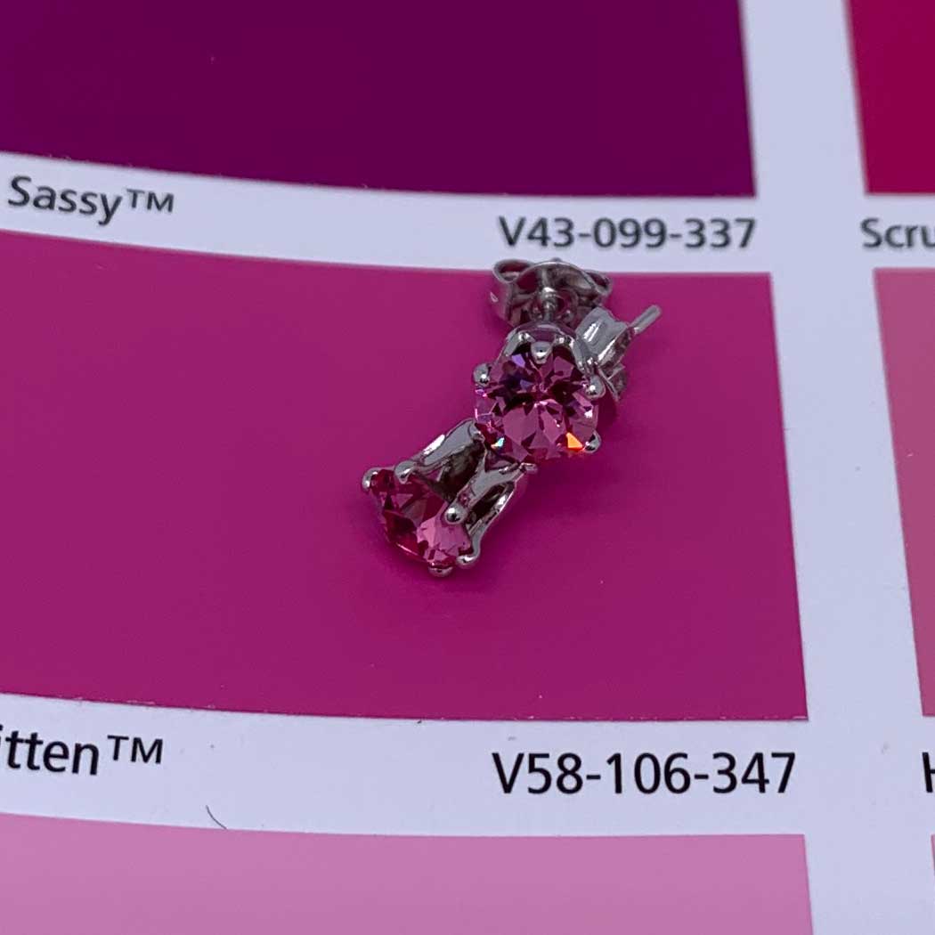 pink crystal stud earring for women girls