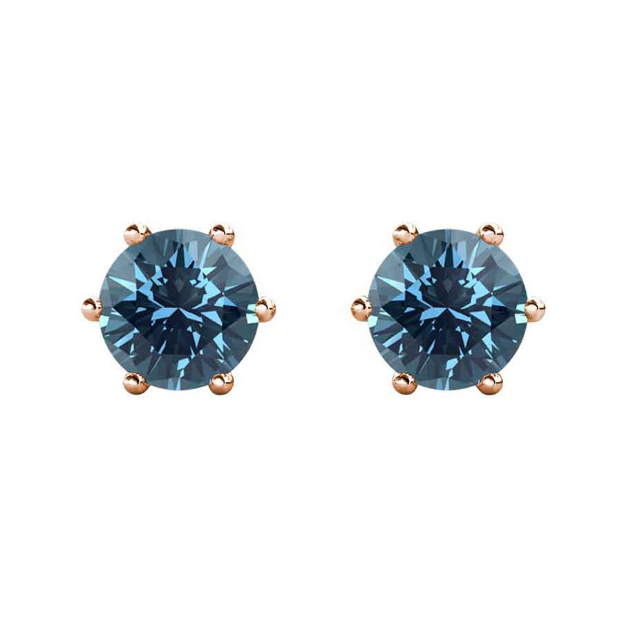 Rose gold Crystal Stud Earrings "Alexandra" (Teal)