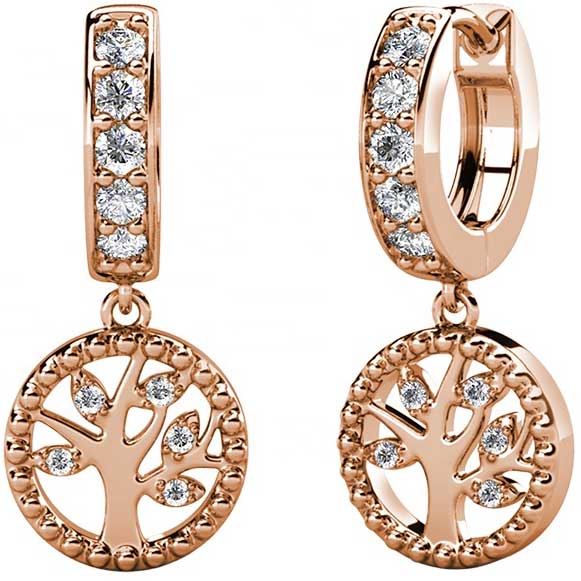 Rose Gold Tree of Life Crystal Earrings Aspen