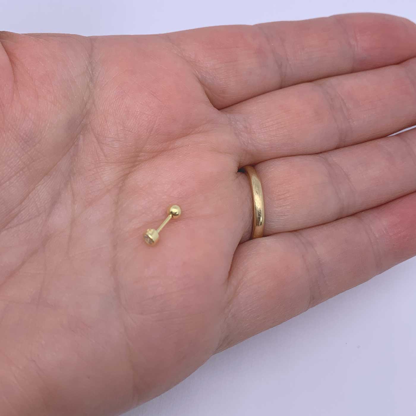 gold stud earring screw fitting for women