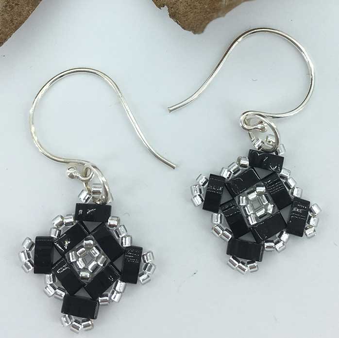 black and silver drop earrings for women