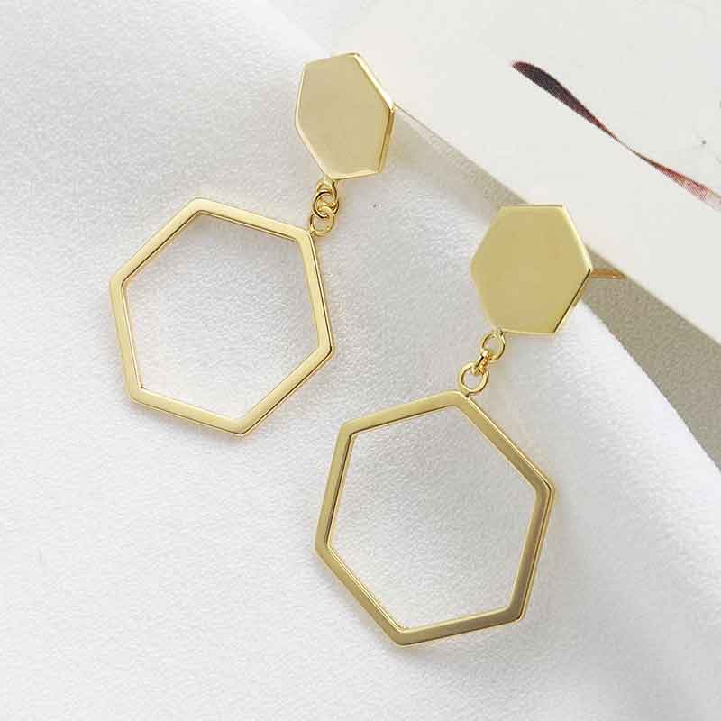 gold geometric dangle earrings