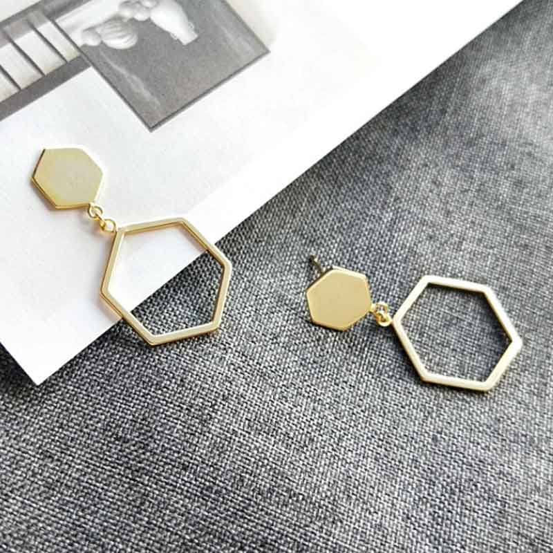 gold geometric dangle earrings