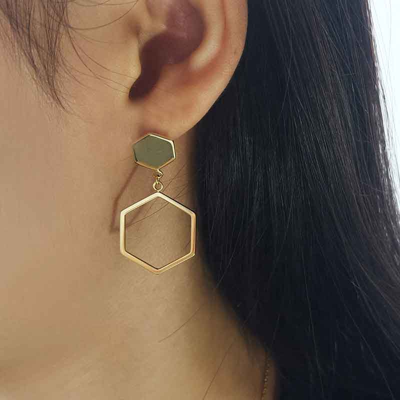 gold geometric dangle earrings
