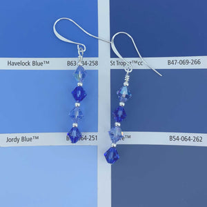 blue crystal drop earrings for women