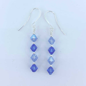 blue crystal drop earrings for women