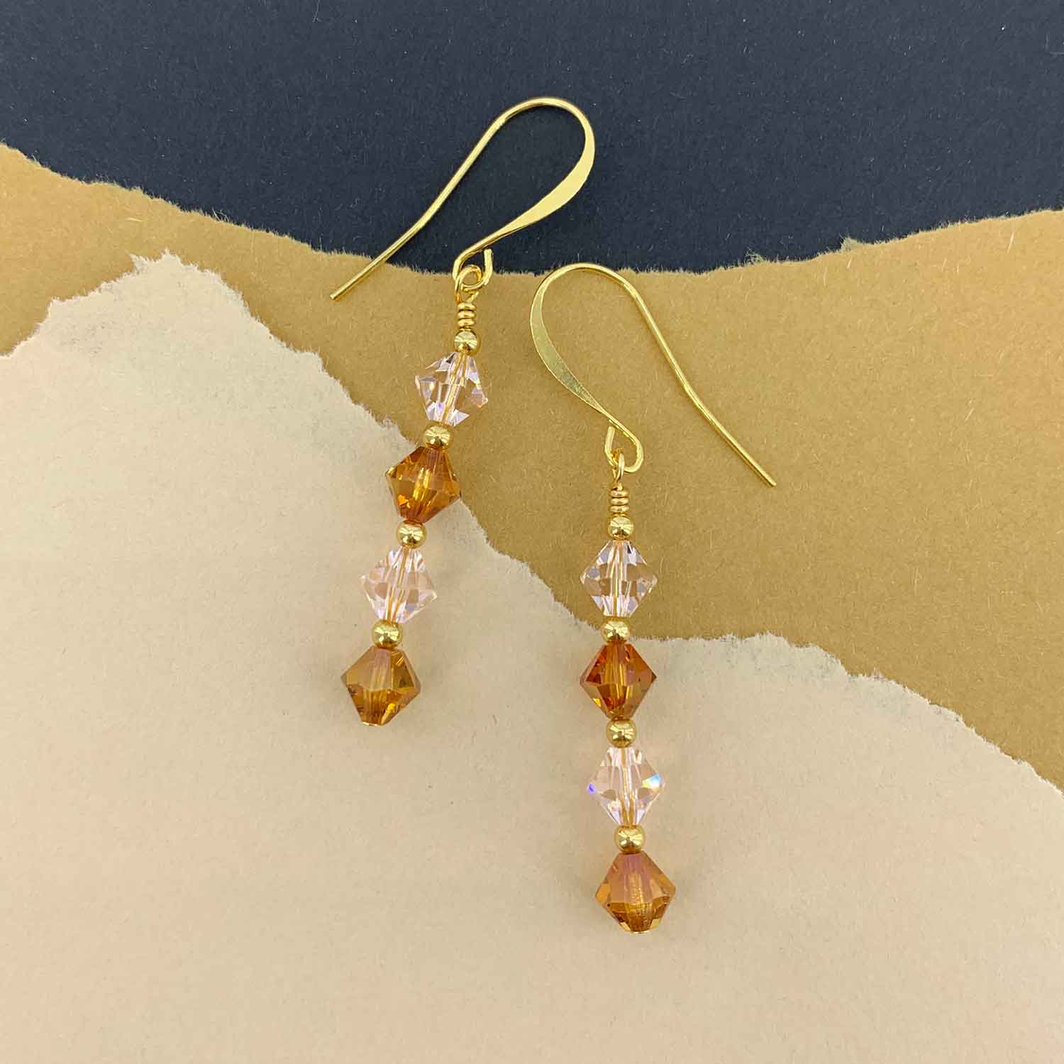 gold crystal drop earrings for women
