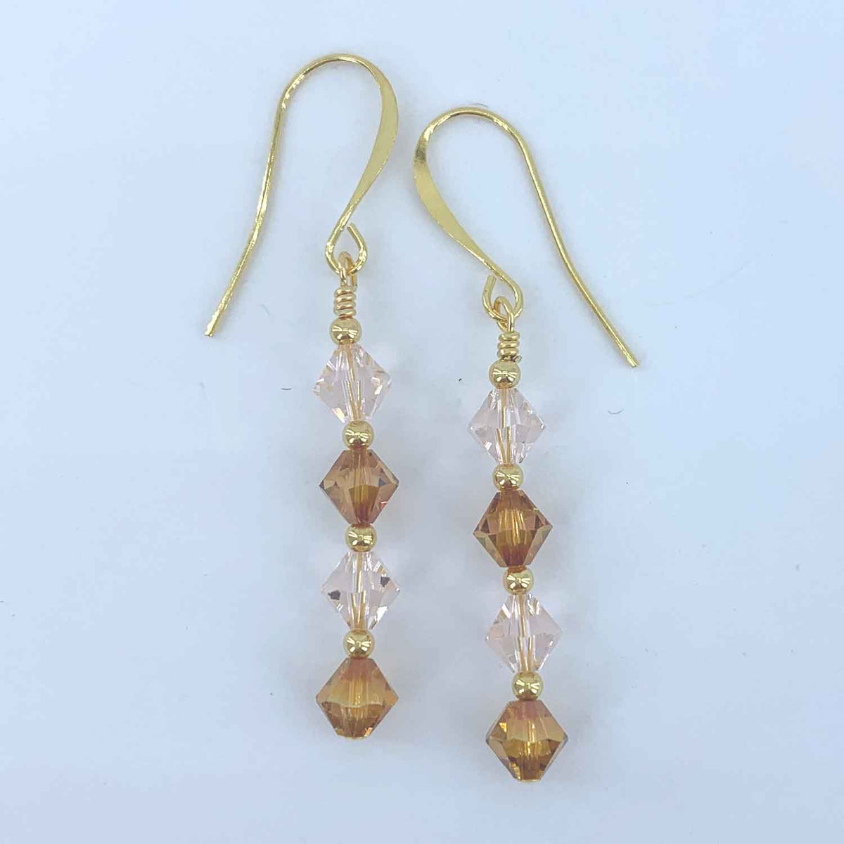gold crystal drop earrings for women