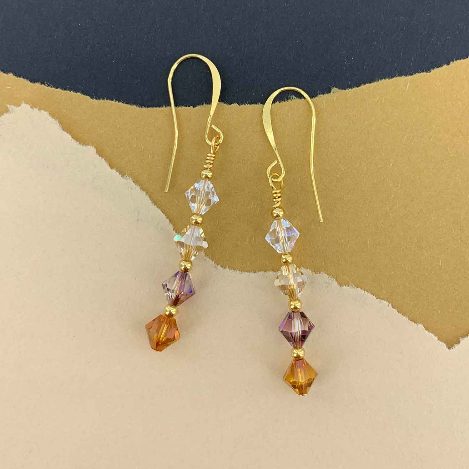 gold drop crystal earrings for women