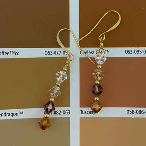 Gold drop crystal earrings for women