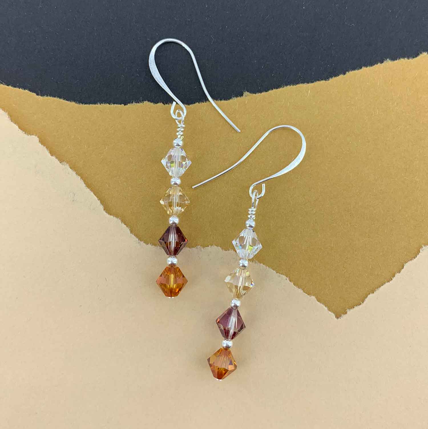 silver crystal drop earrings for women