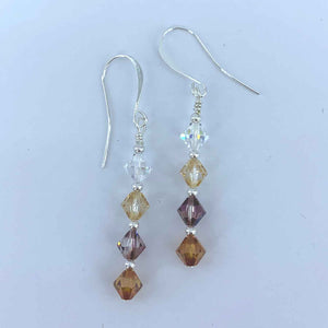 silver crystal drop earrings for women