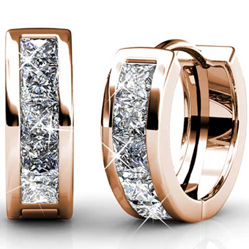 rose gold huggie earrings swarovski crystals