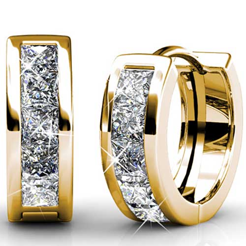 gold huggie crystal earring for women