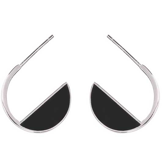 NZ black modern silver earrings