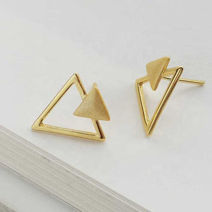 gold modern stud earrings geometric