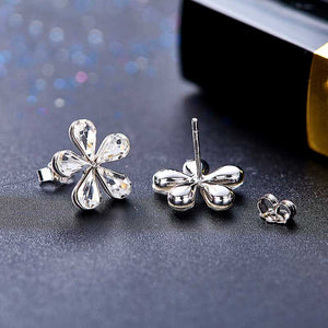 silver crystal Swarovski flower earring studs