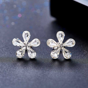 silver crystal Swarovski flower earring studs