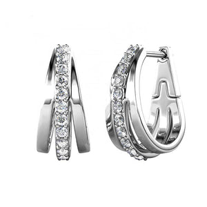 silver crystal huggie earrings for women