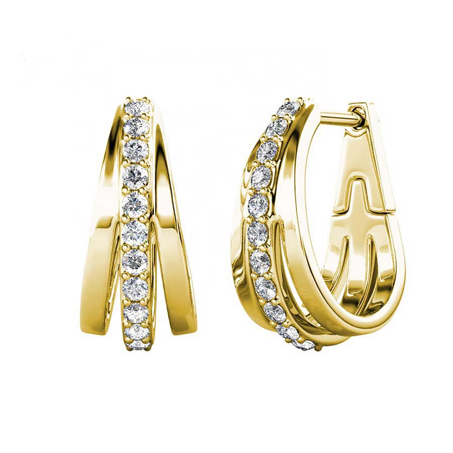 gold huggie crystal earrings for women