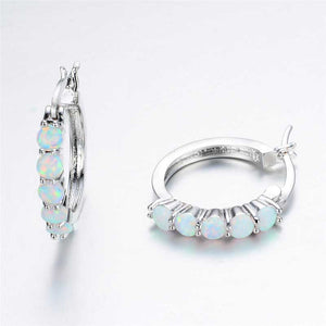 silver hoop opal earrings jewellery for women nz