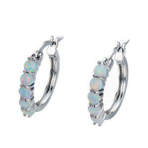 silver hoop opal earrings jewellery for women nz