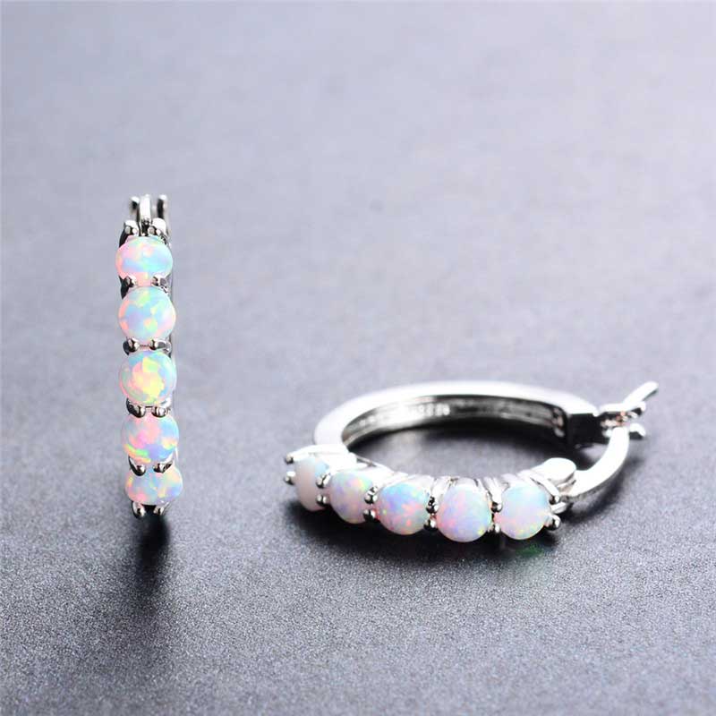 silver hoop opal earrings jewellery for women nz