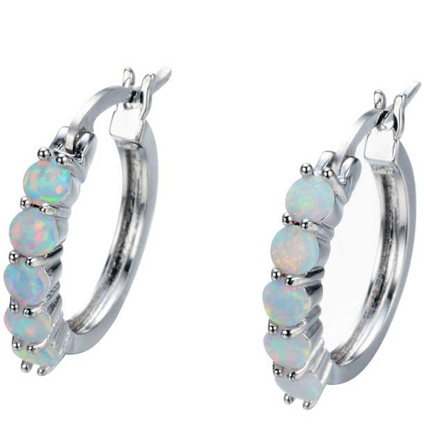 silver hoop opal earrings jewellery for women nz