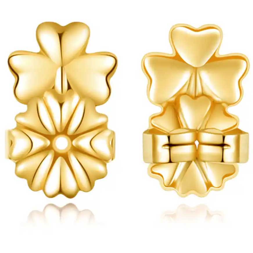 Gold earring back lifters frenelle