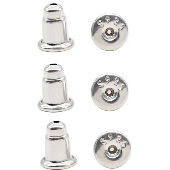 silver earring backs bullet
