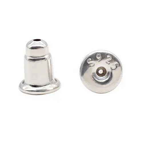 Wholesale Sterling Silver Bullet Clutch Earring Back, Choose Package Size (10 Pairs), Other